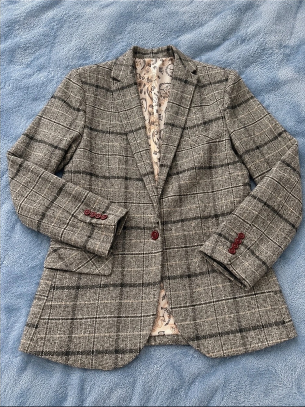 Men's Gray Plaid Lightweight Shirt Jacket - Tailored Check Blazer